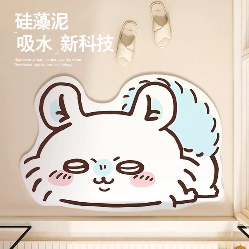 Cartoon Momonga Chiikawa Absorbent floor mat cute Rakko Shisa quick-drying mat Toilet door cushion foot Bathroom anti-slip mat