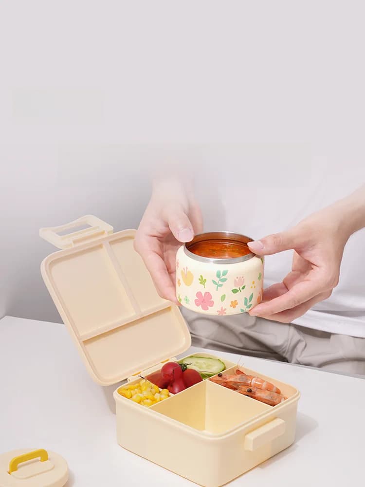 Contenitore Termico Portatile Kalar per Pranzo, Adatto al Microonde, Contenitore per Snack a Contenimento di Zucchero, Carino, in Acciaio Inossidabile con Coperchio Interno Sigillato