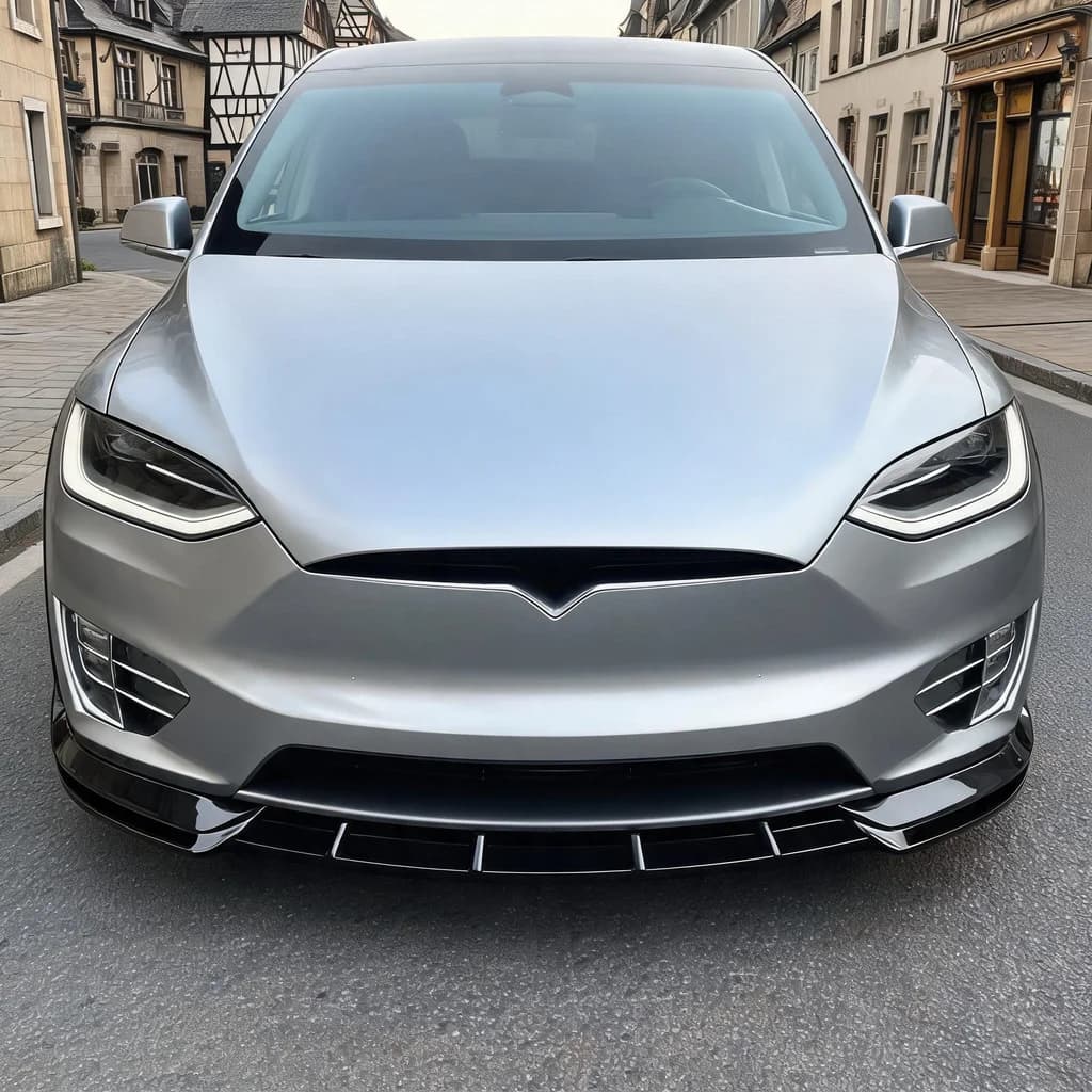 Front Bumper Lip Splitter Spoiler For Tesla Model X 2017-2020 ABS Black Carbon Fiber Look Lower Chin Small Body Kit Drill Mount