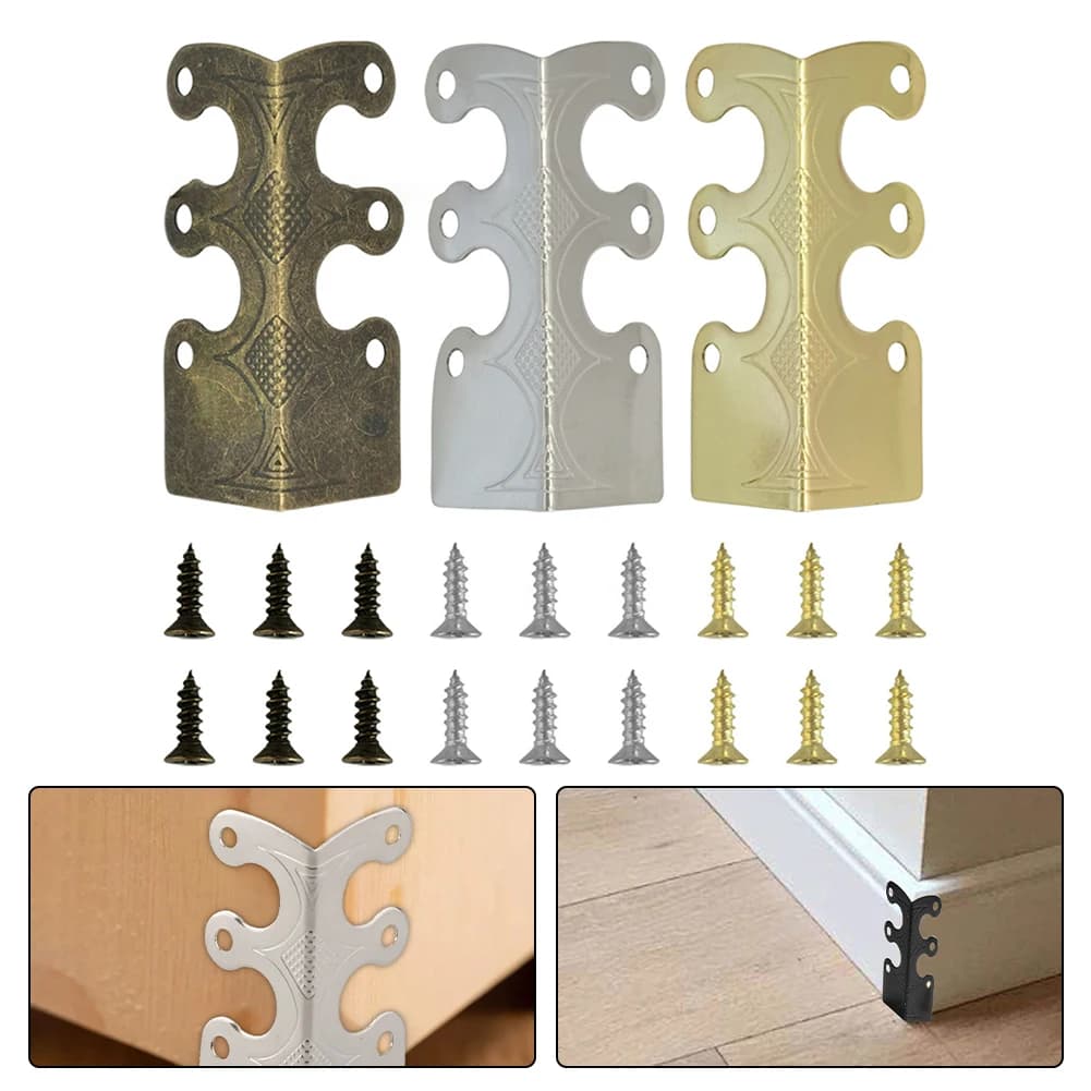 6 pezzi di protezione angolare in metallo vintage, battiscopa in ferro, protezione angolare per mobili, scatola di legno, bordo di protezione angolare decorativo