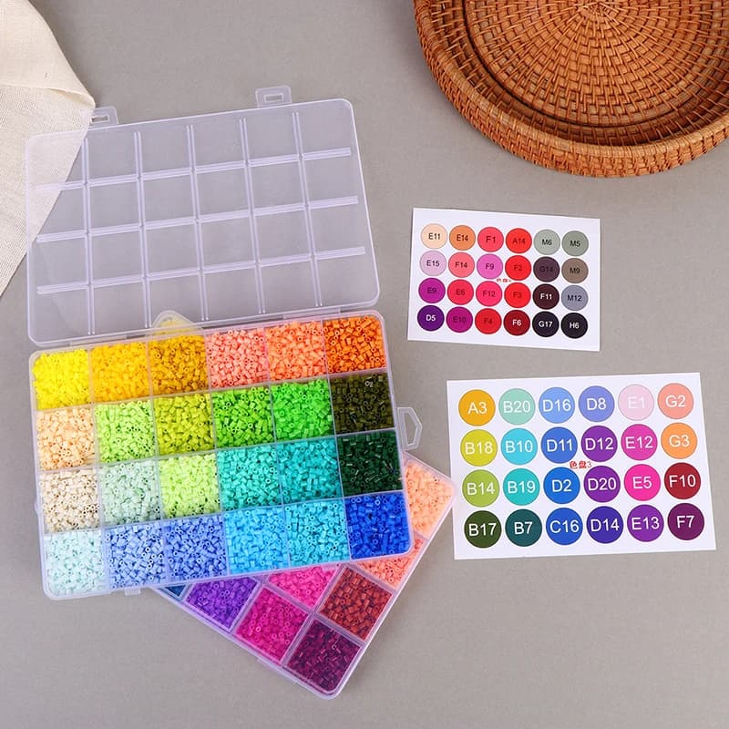 Set di 24 colori, ogni griglia contiene 400 mini perline fuse, perline puzzle per bambini, puzzle fai da te di alta qualità, regalo fatto a mano, giocattolo.