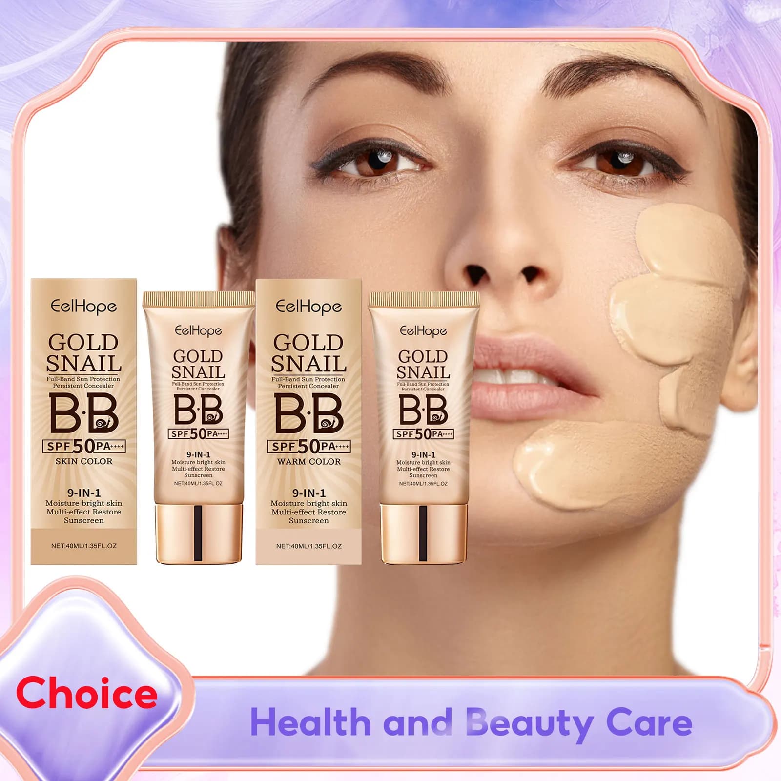 Golden Snail BB Cream Sunscreen Spf 50 Non Fat Moisturizing Cream UV protection for waterproof skin Insulating cream for refreshing sun protection