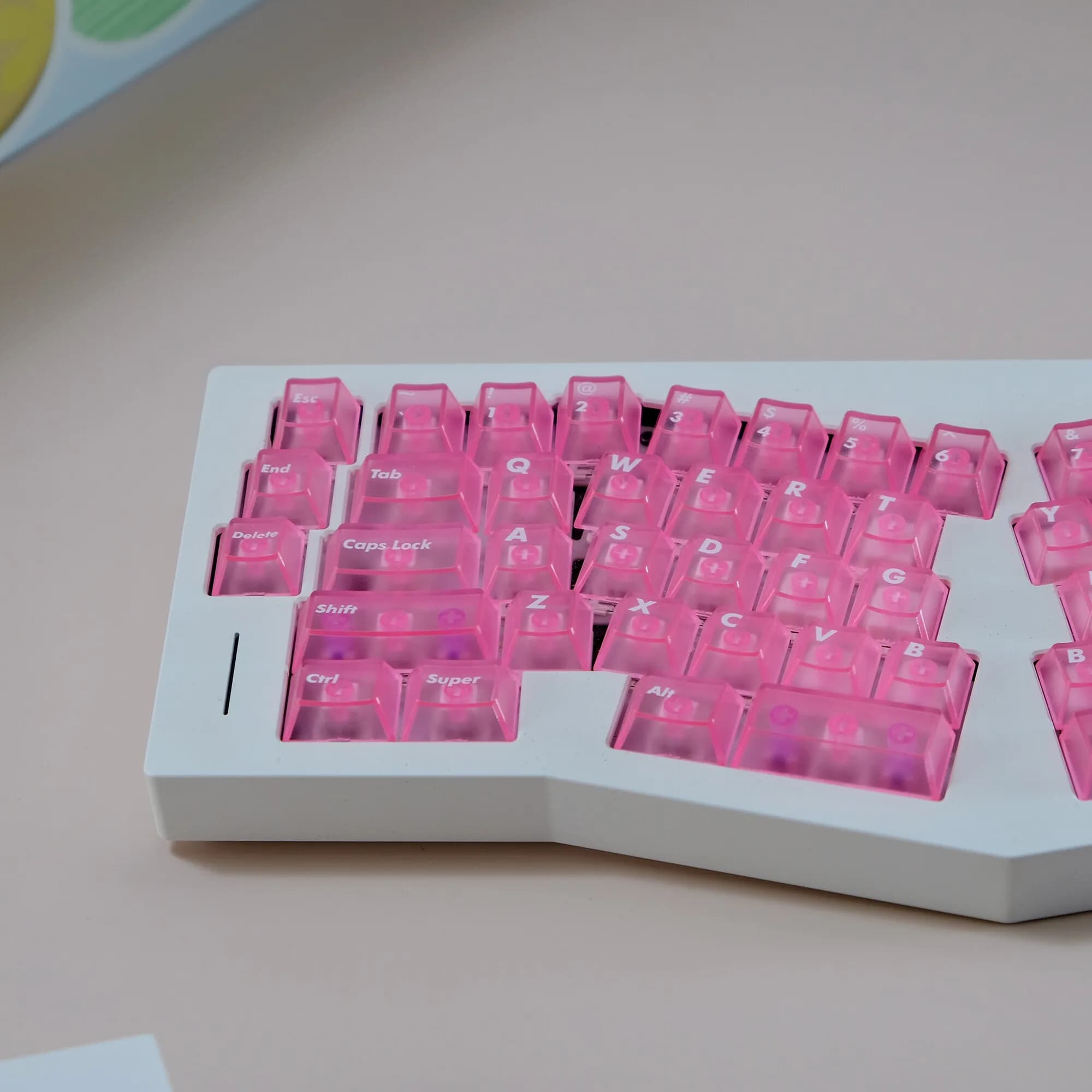 Aifei ABS Fog Translucent Keycaps Pink 122 Keys Cherry Height for 64 65 67 68 75 84 87 Mechanical Keyboard Game PC AULAF75 Ajazz