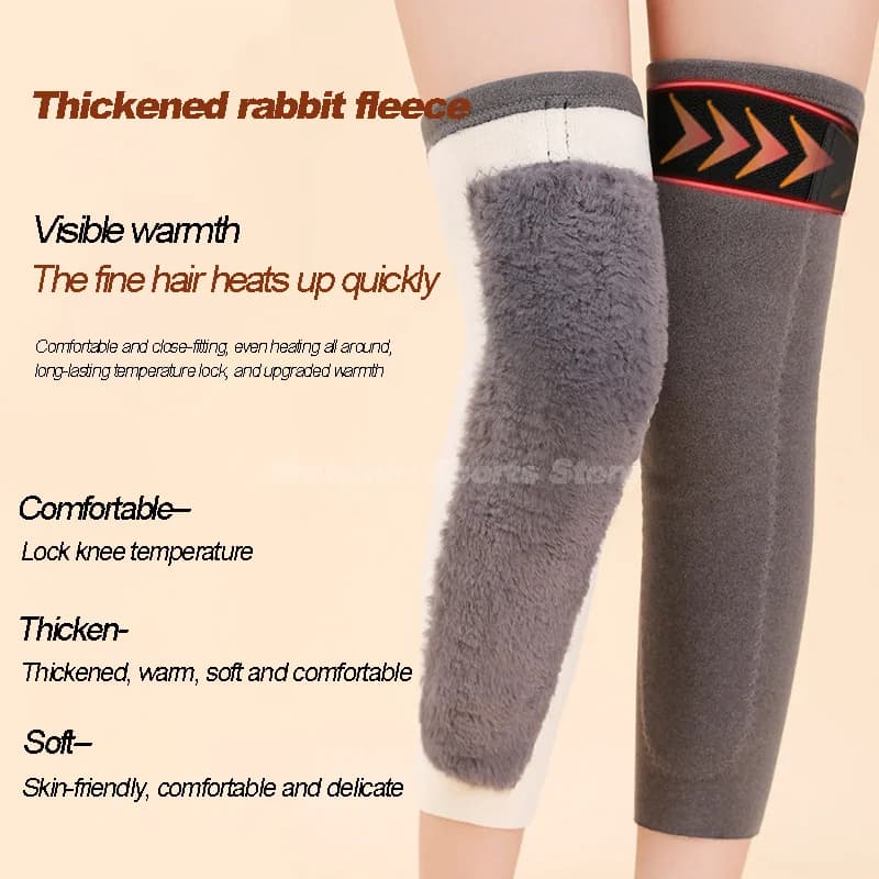 Ginocchiera invernale in lana calda Protezione per le gambe spessa Protezione per il ginocchio in cashmere Avvolgimenti termici lunghi Ginocchiere per gambe fredde per anziani 1 paio