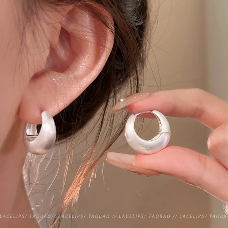 925 Silver Plated Circle Earring for Y2K Wedding Jewelry for Women's E948 Girls