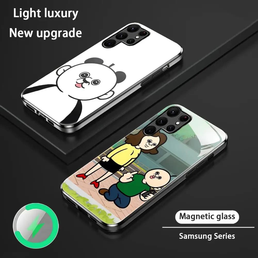 Cover per telefono Cartoon Bbangbbang Daily Life per Samsung S26 S25 S24 S23 S22 S21 S20 Plus Ultra in vetro magnetico