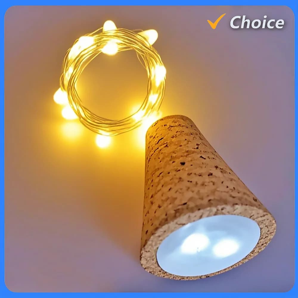 Wodden Bar LED Bottiglia di vino in sughero 2M String Fairy Lights Decorazione natalizia Luci per bottiglie a LED Stringa di luci in filo di rame per le vacanze