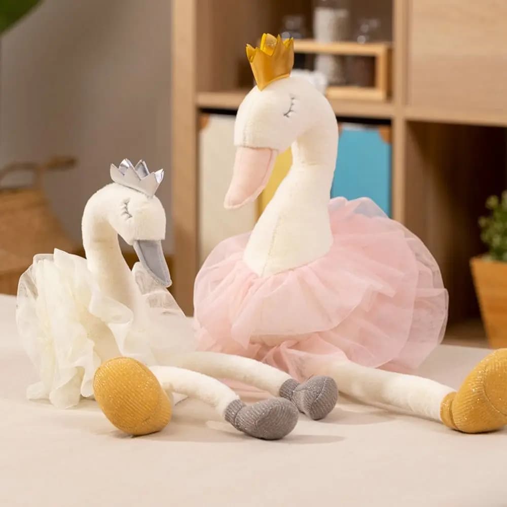Vestito da Principessa Cigno per Bambina, Bianco e Rosa, con Cuscino Morbido a Forma di Cigno, Simpatico Cigno Cartone Animato con Corona, per Compleanno e Matrimonio