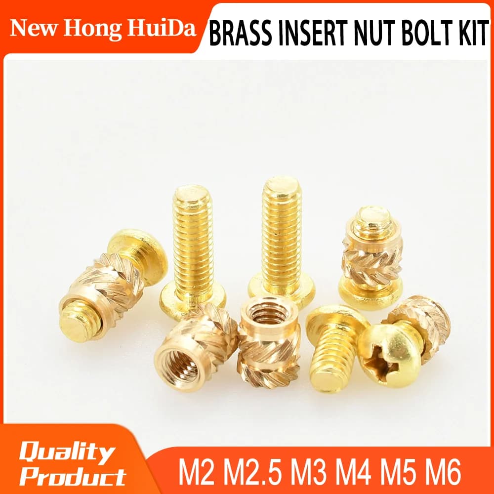 Inserto filettato a caldo in ottone dado e bullone a vite Set M2 M2.5 M3 M4 M5 M6 zigrinato Hot Melt Laptop Notebook inserimento dado stampante 3D