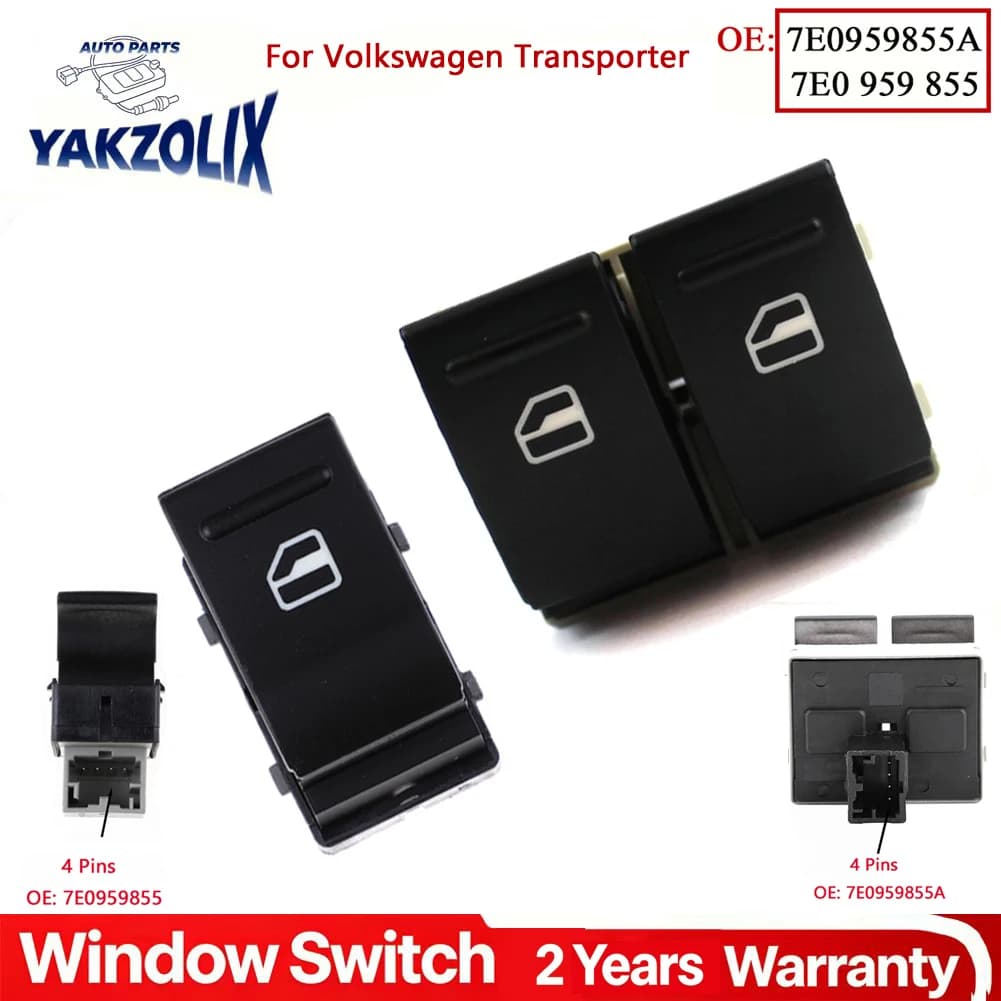 Interruttore Alzacristalli Elettrico per VW Transporter Multivan T5 2003-2015, Pulsante di Controllo 7E0959855A