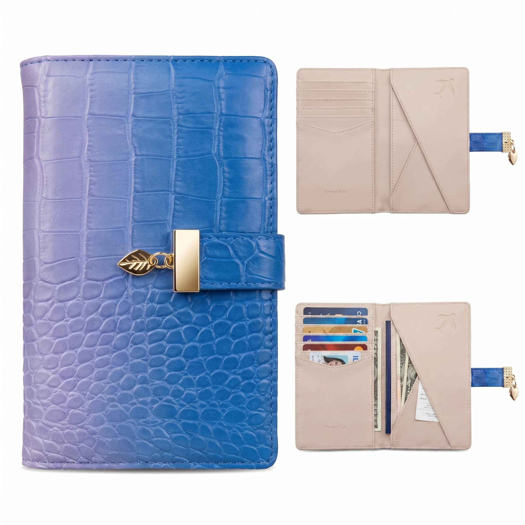 Pomelo Best Gradient Croc Print Passport Holder Travel Wallet with Card Slots