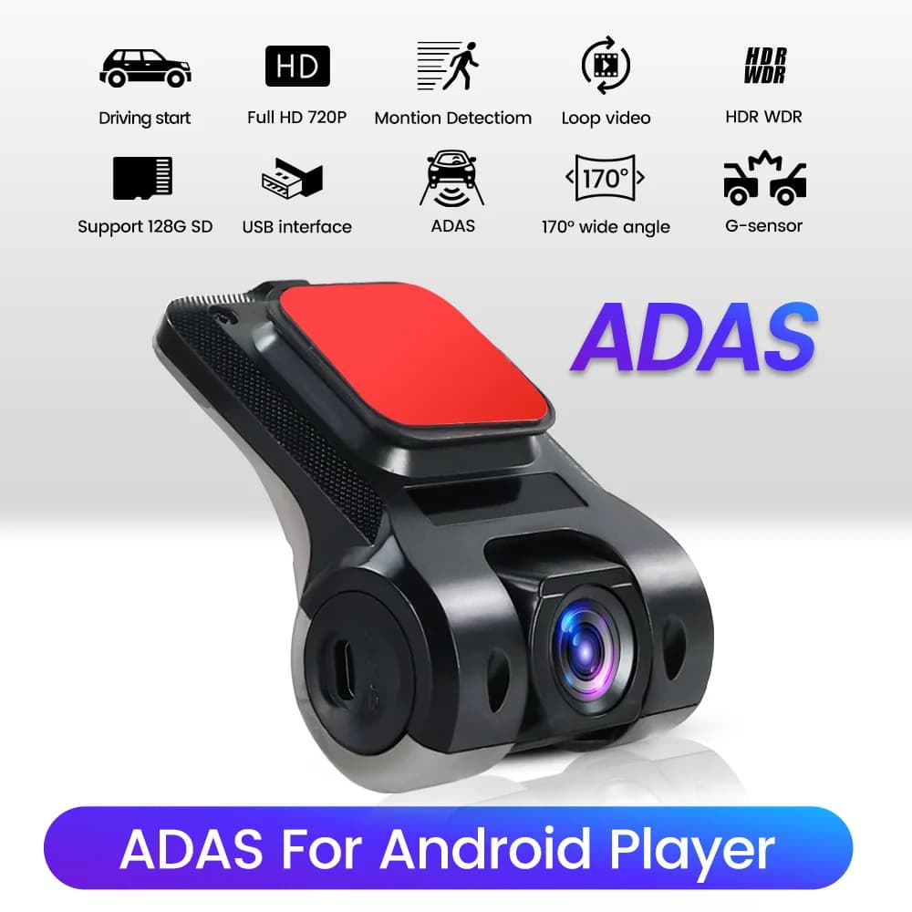 ADAS Dash Cam for car 170 degrees wide-angle front camera for car Dashcam USB for Android DVR recorder automatic night version