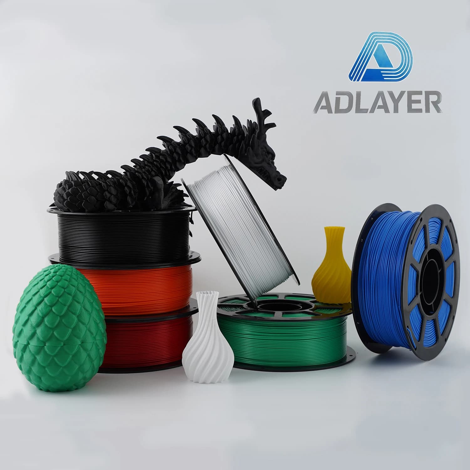 ADLAYER PLA 3D Printer Filament, Multicoloured, 1KG | PLA Filament 1.75mm, Smooth Printing, Vacuum Moisture-Proof, Printing Without Bubbles, Neatly Wound, +/-0.02mm Accuracy, Compatible with Most FDM 3D Printers