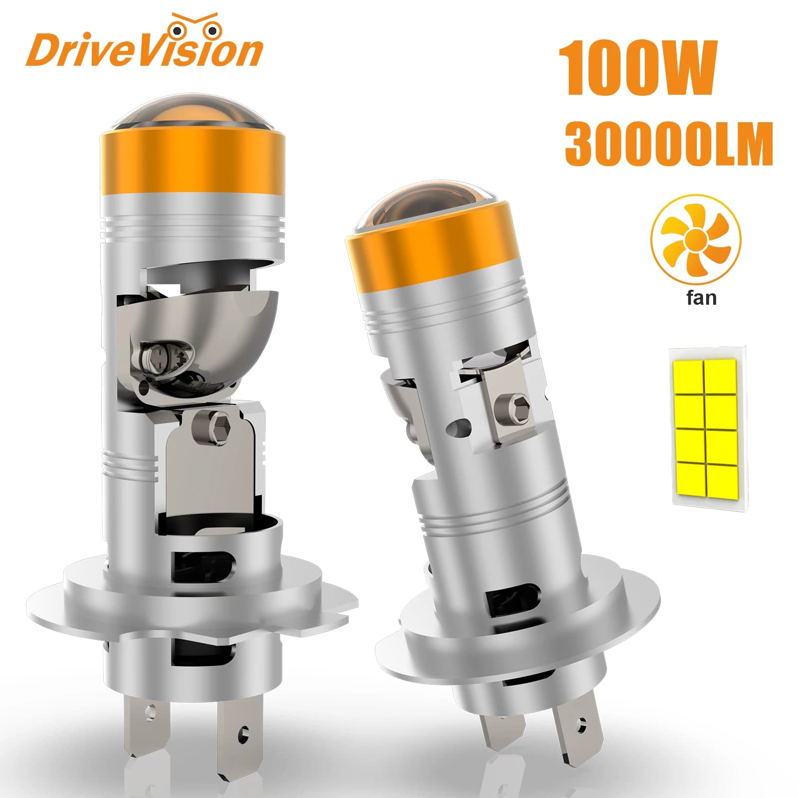 Drivision H7 H18 Led Lens 1:1 Led Projector 9005 9006 9012 H11 H4 lampadine per fari auto Mini Lens proiettore Lens Turbo Led 12V