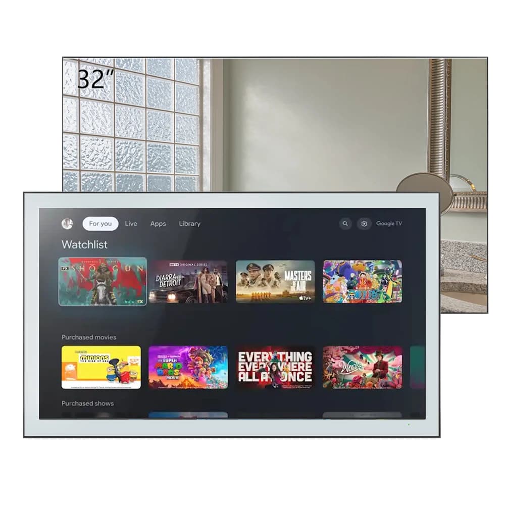 Souria 31,5 pollici Google TV Smart Specchio Schermo 4K TV impermeabile DTV Sintonizzatore Built-in Hotel Bagno SPA Cucina Bluetooth WiFi