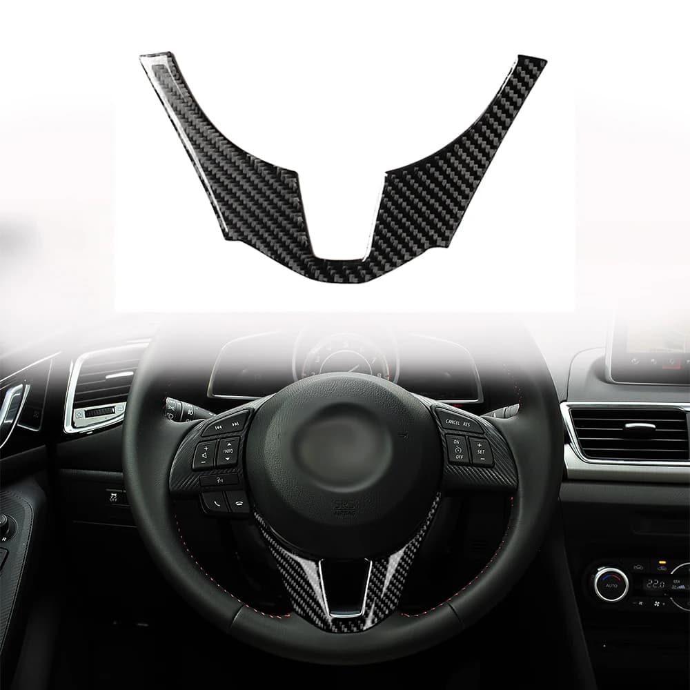 Carbon Fiber ABS Car steering wheel cover for Mazda 3 Axela BM BN 2014 2015 2016 Decorative Trim interior molding