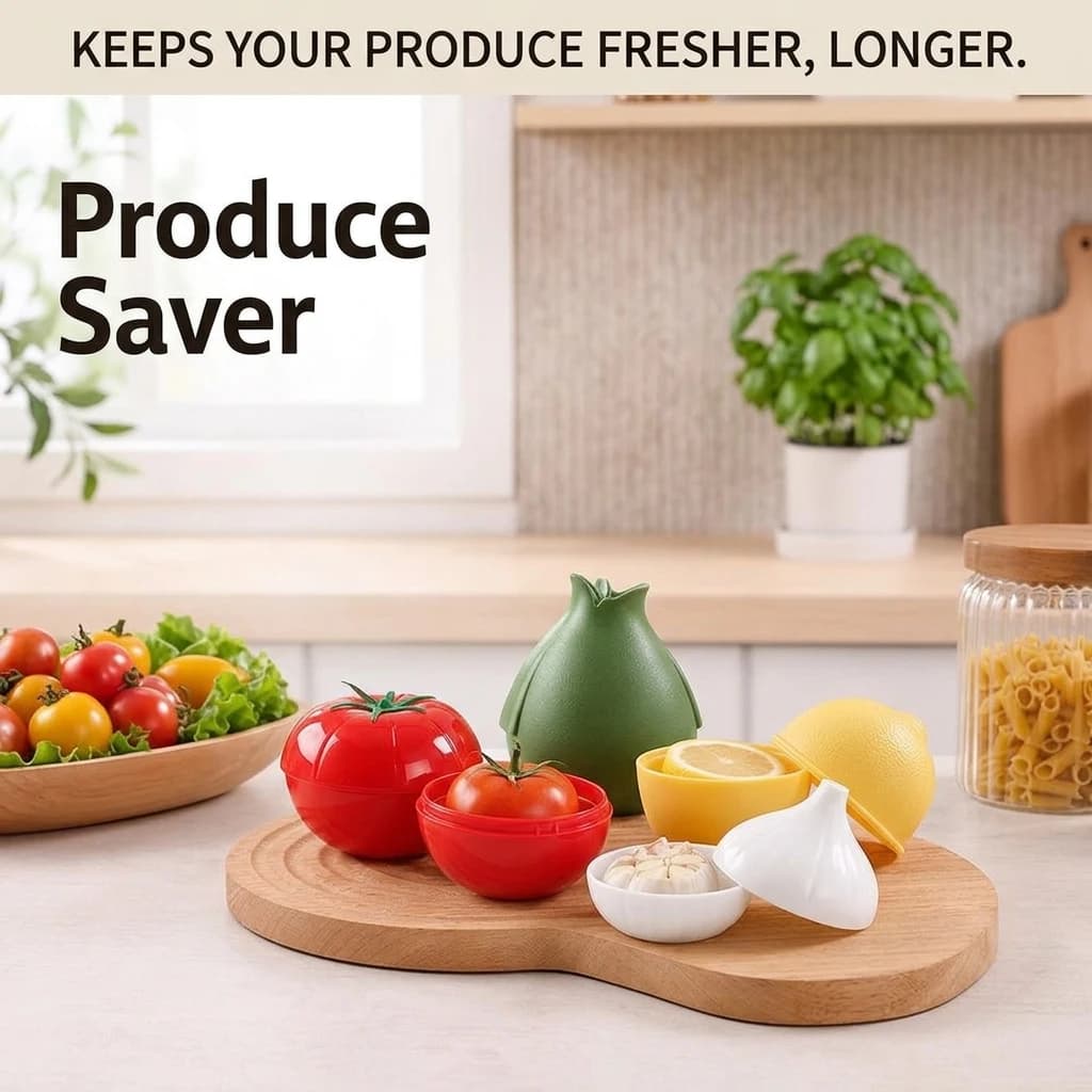 Plastic Food Storage Container in Shapes of Onion Green Pepper Garlic And Lemon - Fresh Keeping Vegetable Box