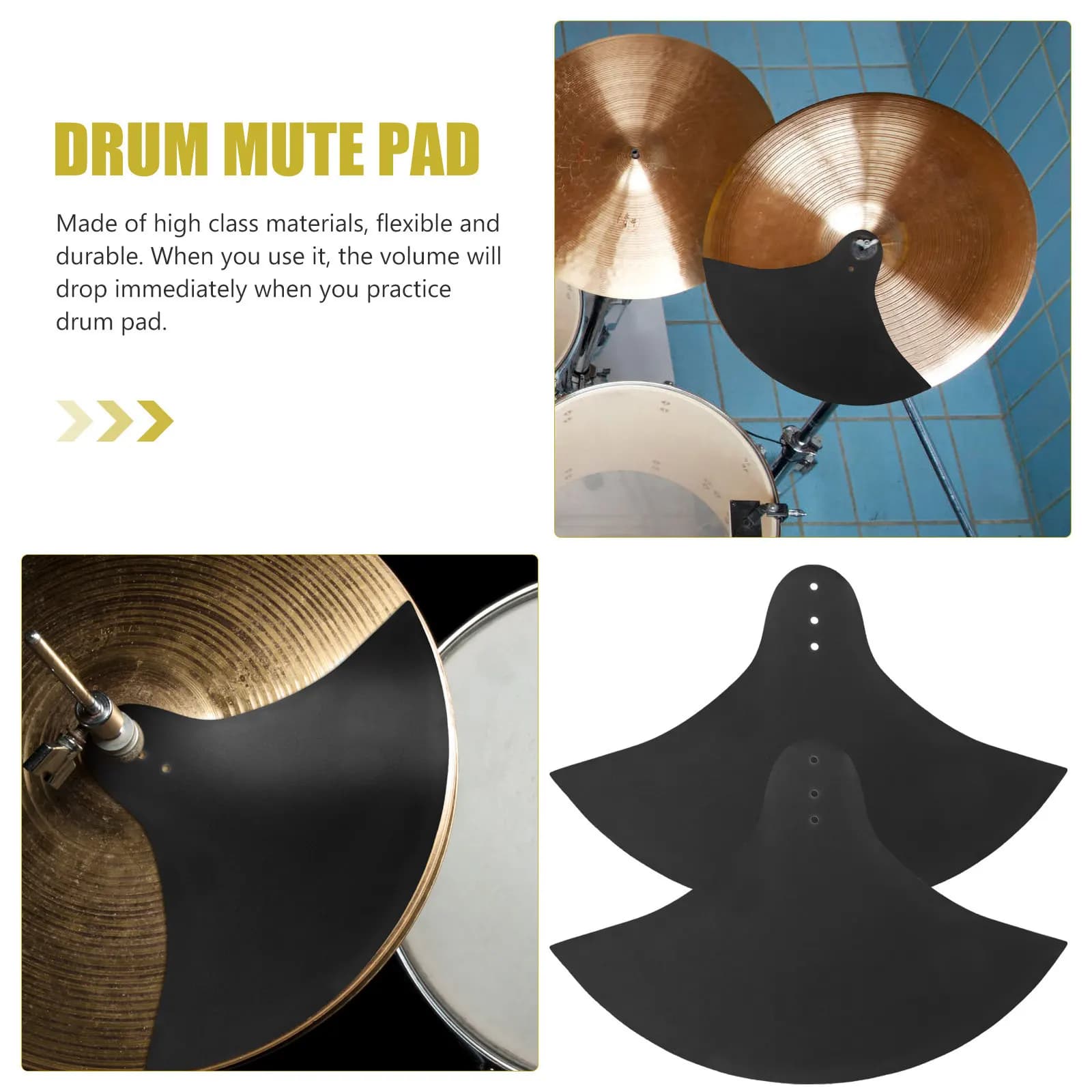2 Pezzi Pad Silenziatore per Piatti da Batteria, Tappetino per Pratica con Riduzione del Rumore e Controllo Preciso del Suono, Pad Fonoassorbente per Strumenti