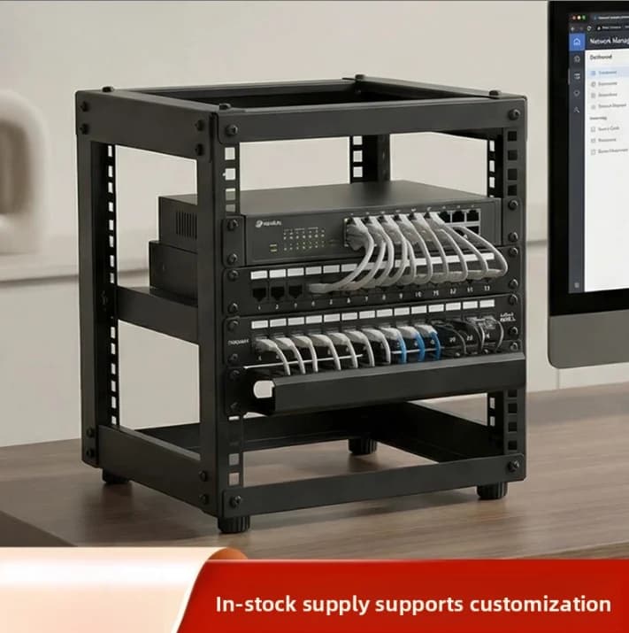 10 Inch Open Desktop Network Rack Natural Unprocessed Wood Cabinet For NAS Router Home Network Equipment Storage