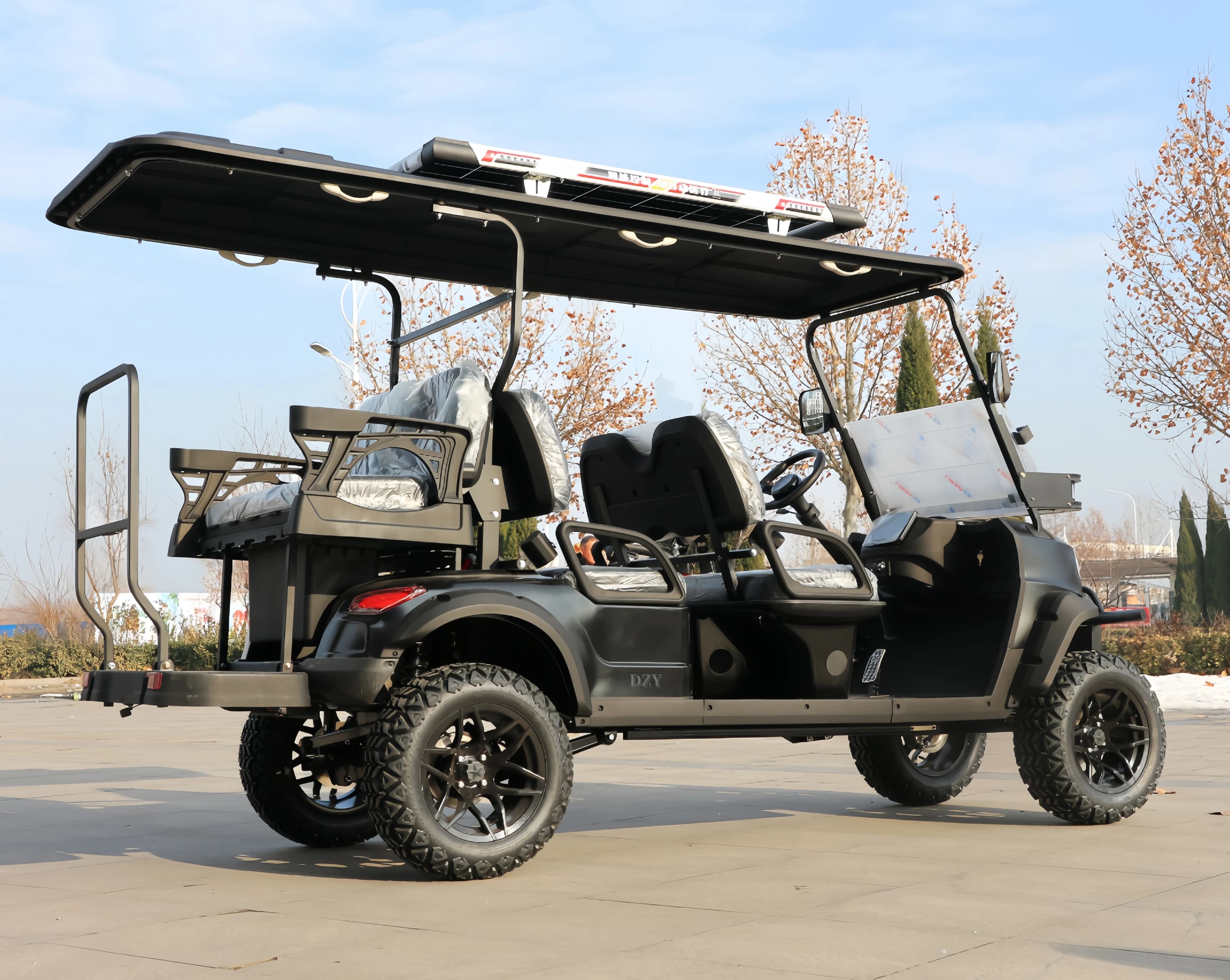 Carrello da golf elettrico con pannello a energia solare 2-4-6 posti Club Sightseeing Car Hunting Car 2025 Ultimo elettrico a quattro ruote con L