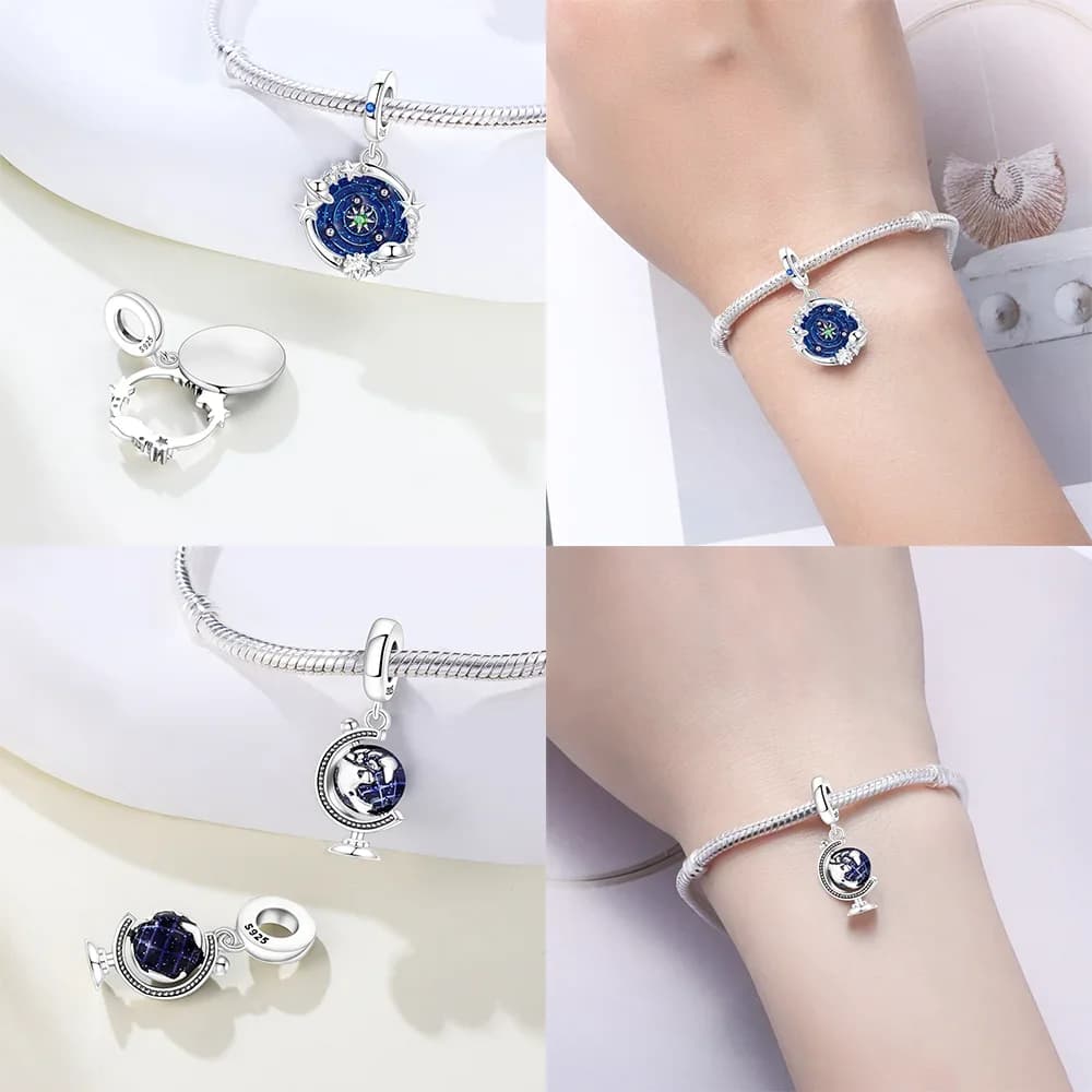 Charms Plata 925 Originales Segno Aereo Mappa Fotocamera Perline per auto per Bracciale in argento sterling 925 Perline Creazione di gioielli Regalo da donna