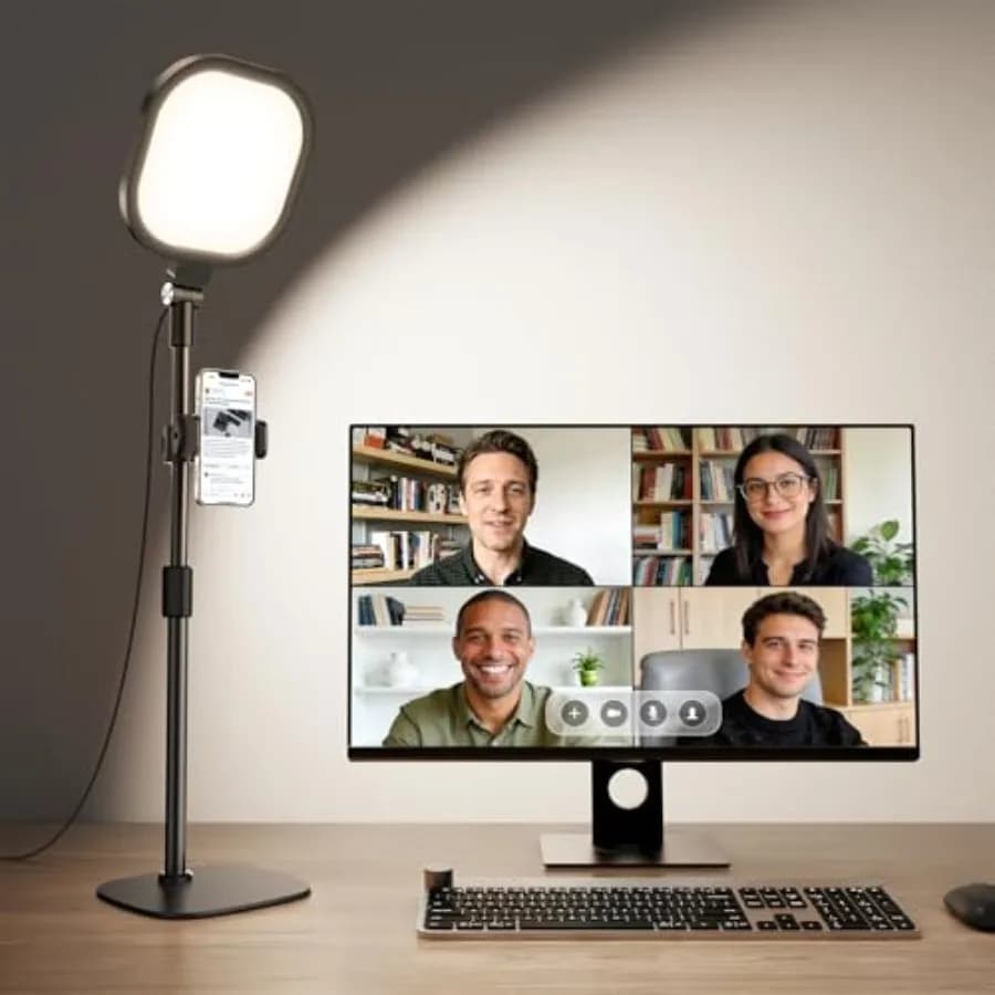Zoom Lighting for Computer, Adjustable Desk Lighting for Video Calls, 30 Light Modes Video Conference Light, Desk Ring Light wi