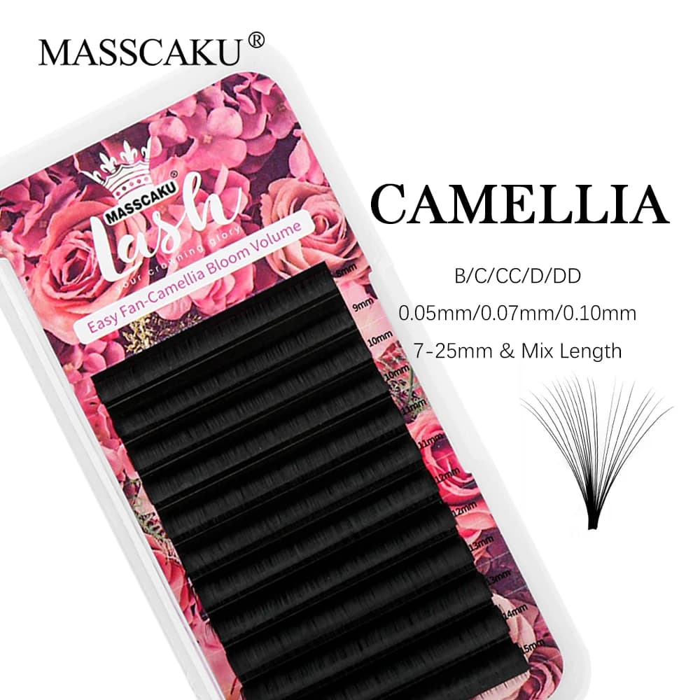MASSCAKU nuovo arrivo Auto fan camelia singole ciglia estensioni C CC D DD Curl 8-20mm singola/lunghezza mista fornitura ciglia