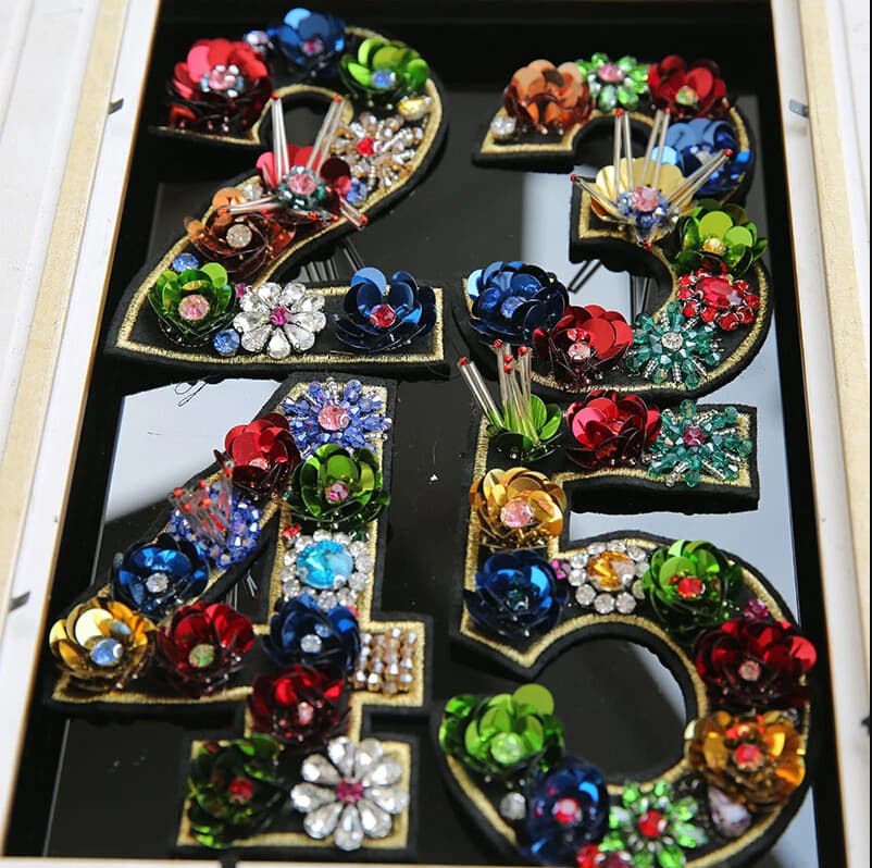 Toppa con paillettes 0-9 cifre per vestiti da cucire su strass applique con perline per giacche jeans borse scarpe applique con perline