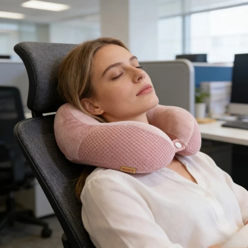 Cuscino da Viaggio a U in Memory Foam, Protezione per il Collo a Lento Ritorno, Cuscino da Viaggio in Tessuto a Rete per Dormire