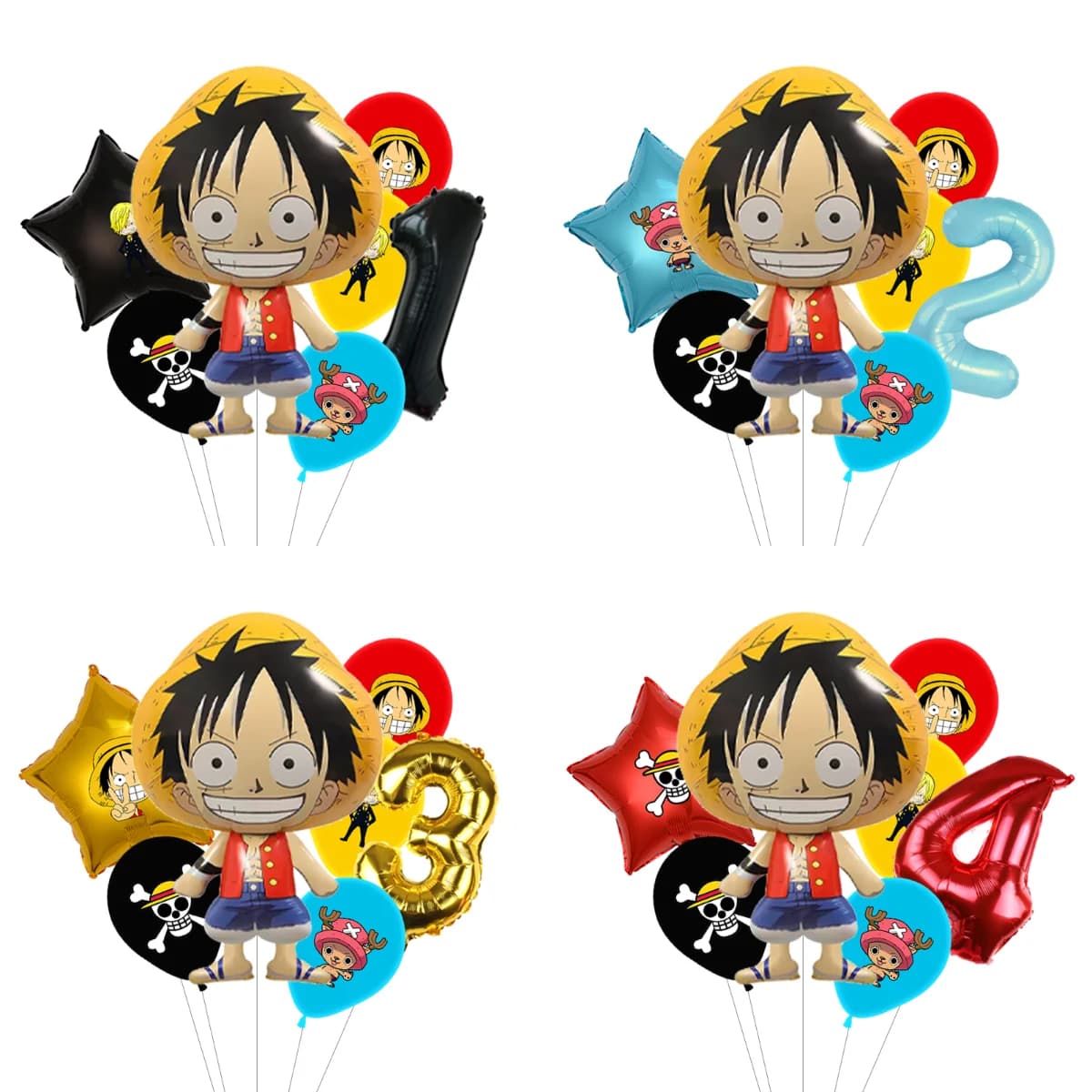 Set di Palloncini in Foil di One Piece Luffy, Decorazioni per Feste di Compleanno, Palloncini per Bambini, Bomboniere per Baby Shower