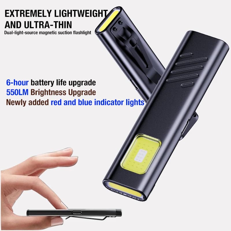 NEW 2026 LED Keyring Flashlight Rechargeable USB-C 600Lm Mini Flashlight Pocket Lantern Portable Work Light with Magnet