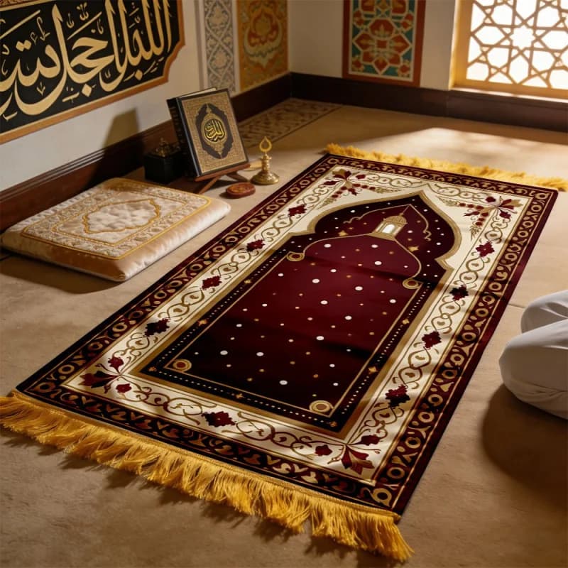 Classic Luxury Nail Carpet VIKAMA - Washable in Washing Machine with Nappe, for Travel, Home, Pilgrimage, Kneeling and Praying