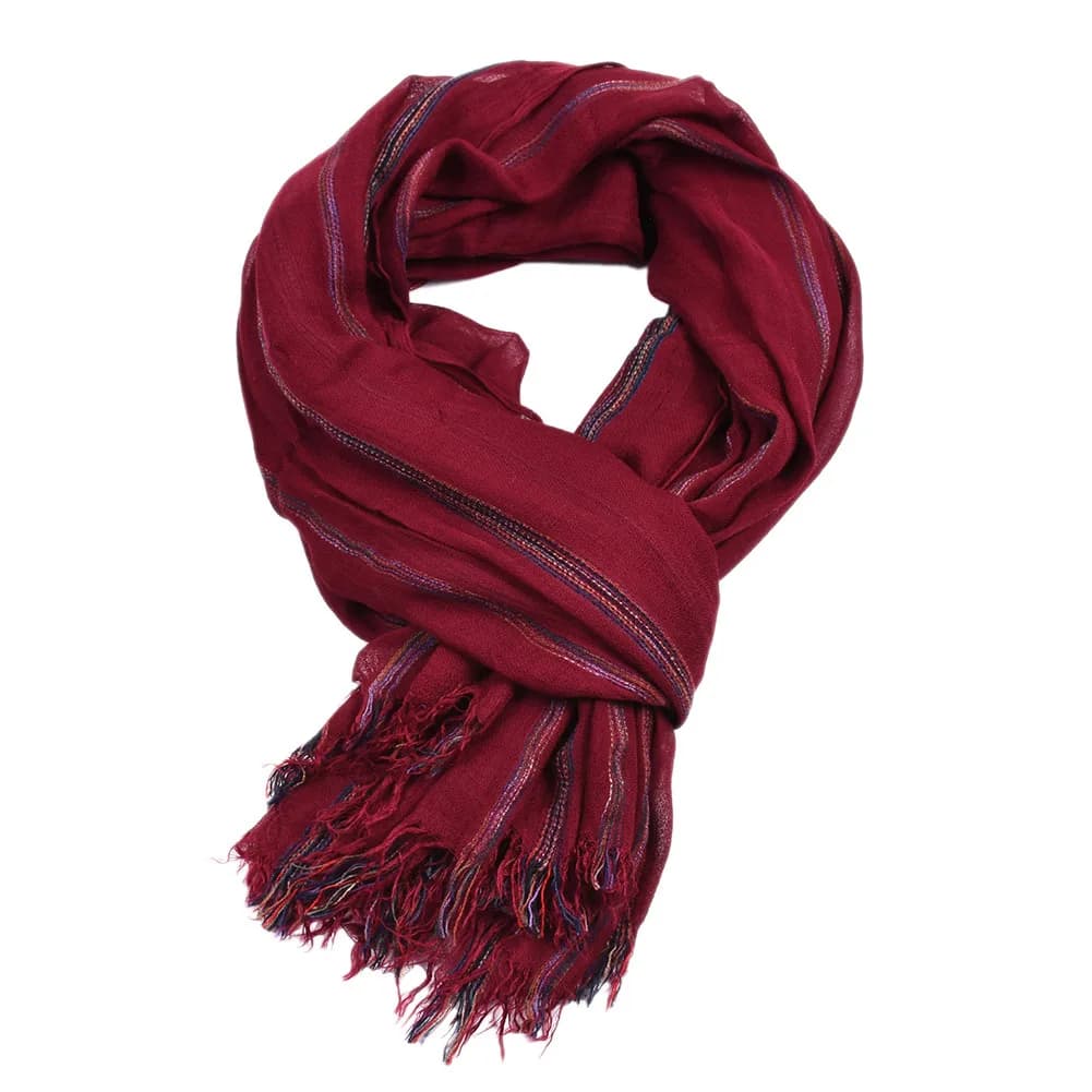 Sciarpa da uomo a righe moda in cotone e lino Sciarpe calde autunno inverno Nappa corta Bufanda Accessori maschili Scialle di pashmina