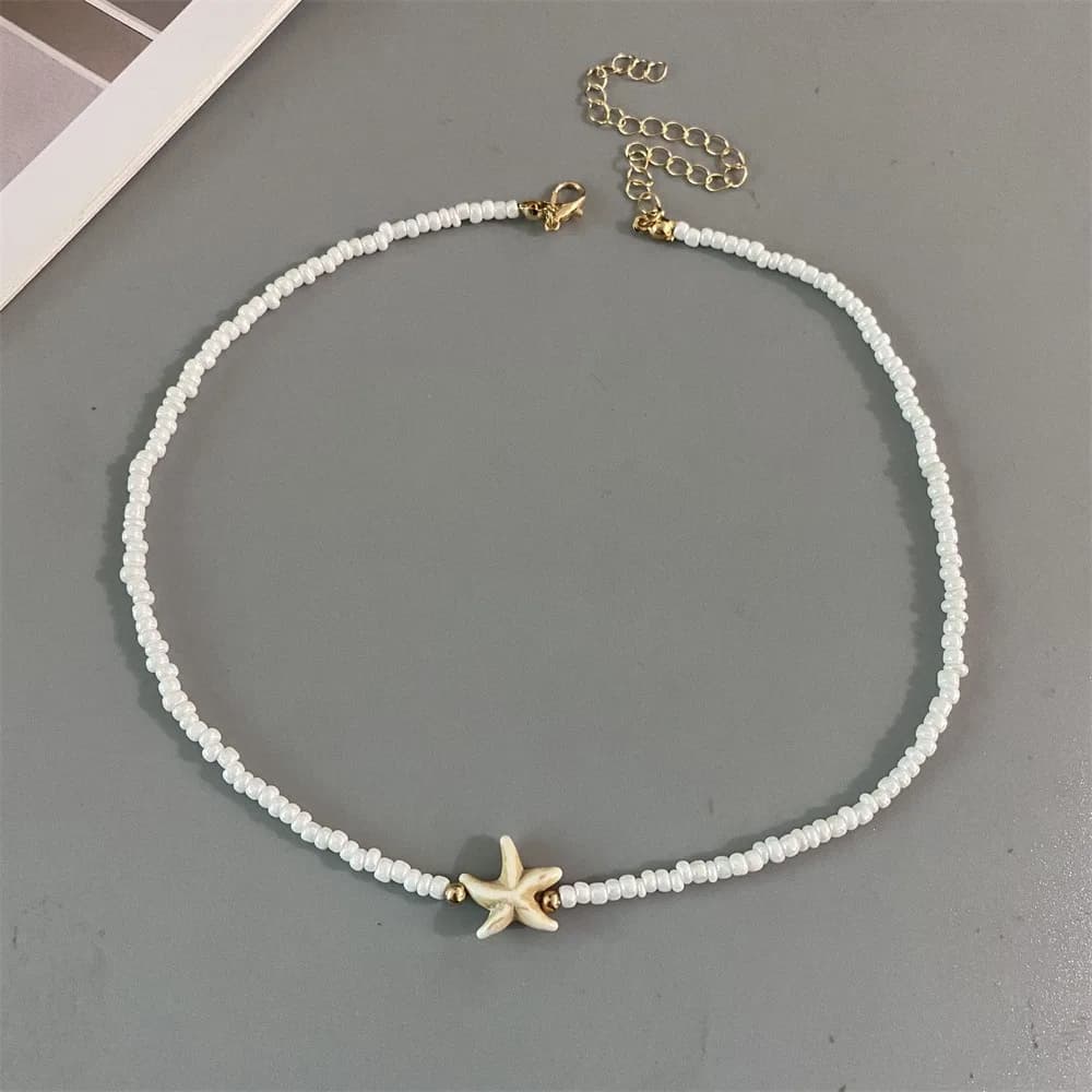 Holiday Gift Bohemian Starfish Pendant Summer Jewelry Beach Wear Shell Choker Short Lightweight Handmade for Women