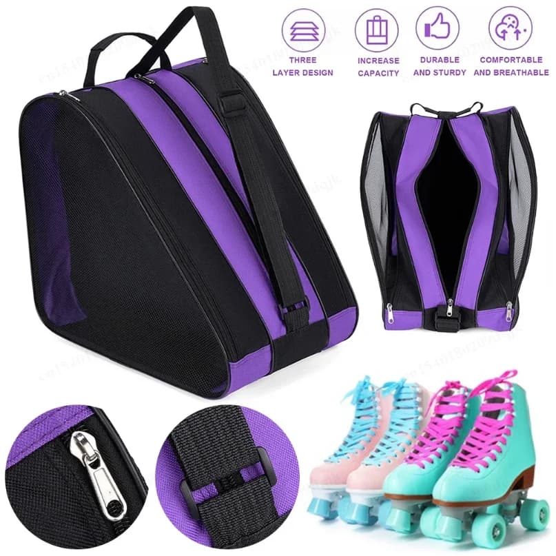 Borsa portatile per pattini a rotelle, borsa per pattinaggio su ghiaccio, borsa per pattini in linea per bambini di grande capacità, traspirante, borsa per riporre i pattini, borsa per scarpe da pattinaggio