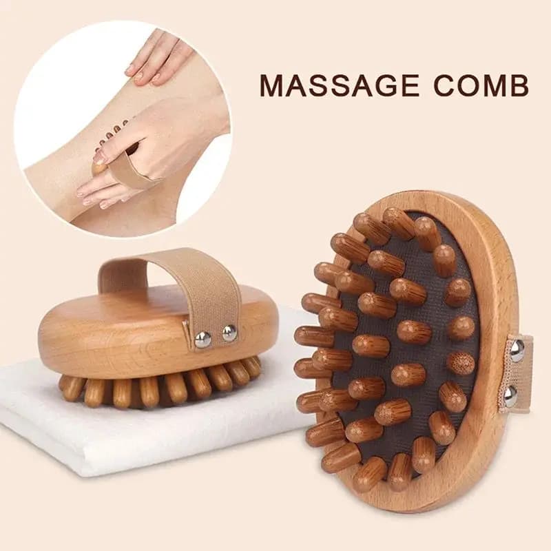 Spazzola anticellulite per il corpo, pettine massaggiante in legno per oli essenziali, pettine massaggiante per il cuoio capelluto con cuscino d'aria, massaggiatore per il corpo.