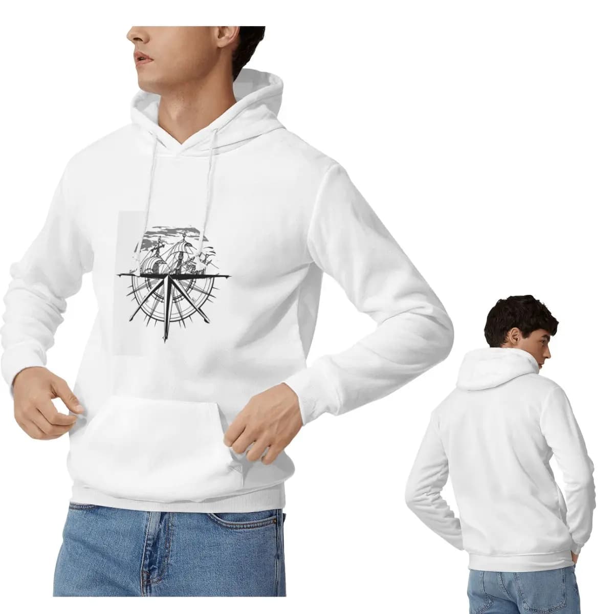 Bussola nautica Capitano Anchor Boat Felpe con cappuccio Uomo Donna Casual Pullover Felpe Hip Hop Manica lunga Streetwear Autunno Inverno