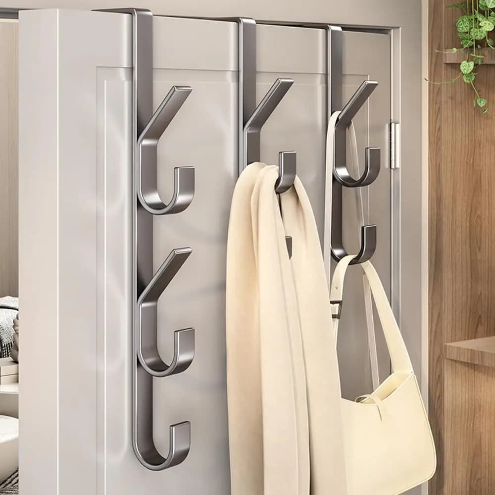 Door Hanging Hook Free-Punch Metal Over Door Rack Coat Hat Bag Hanger Storage For Bathroom Bedroom Wardrobe