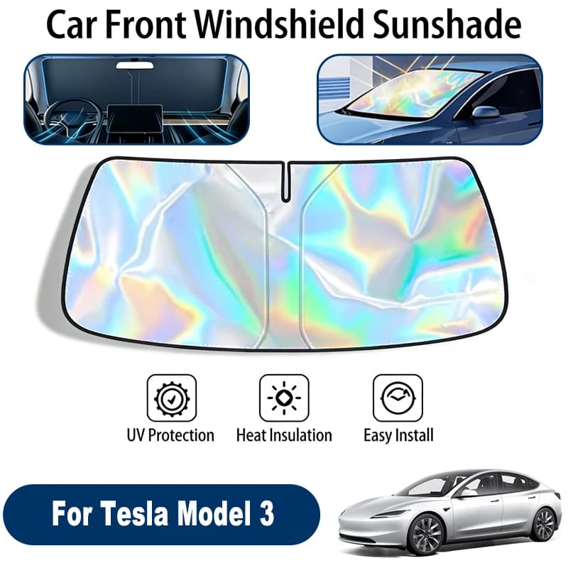 Parasole per parabrezza per Tesla Model 3, accessori pieghevoli per la protezione solare della finestra anteriore, riflettenti ai raggi UV