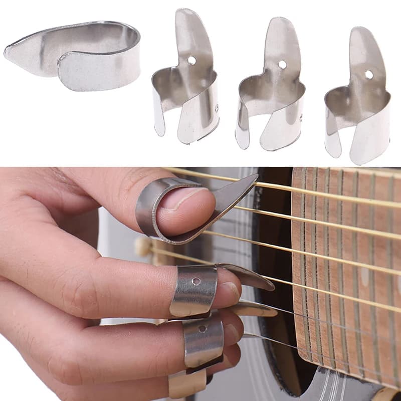 4 pezzi accessori per chitarra plettri per dita plettri strumenti per diapositive in metallo