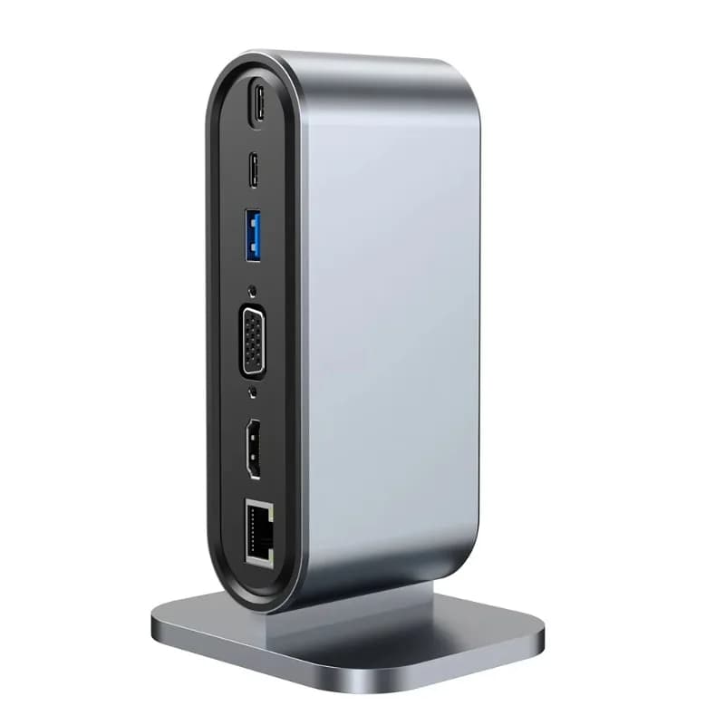 Hub USB-C Premium 12-in-1, Docking Station Multifunzione Tipo C con HDTV, VGA, RJ45 (100Mbps), 4 Porte USB 3.0, SD, Adattatore Hub USB-C per Laptop