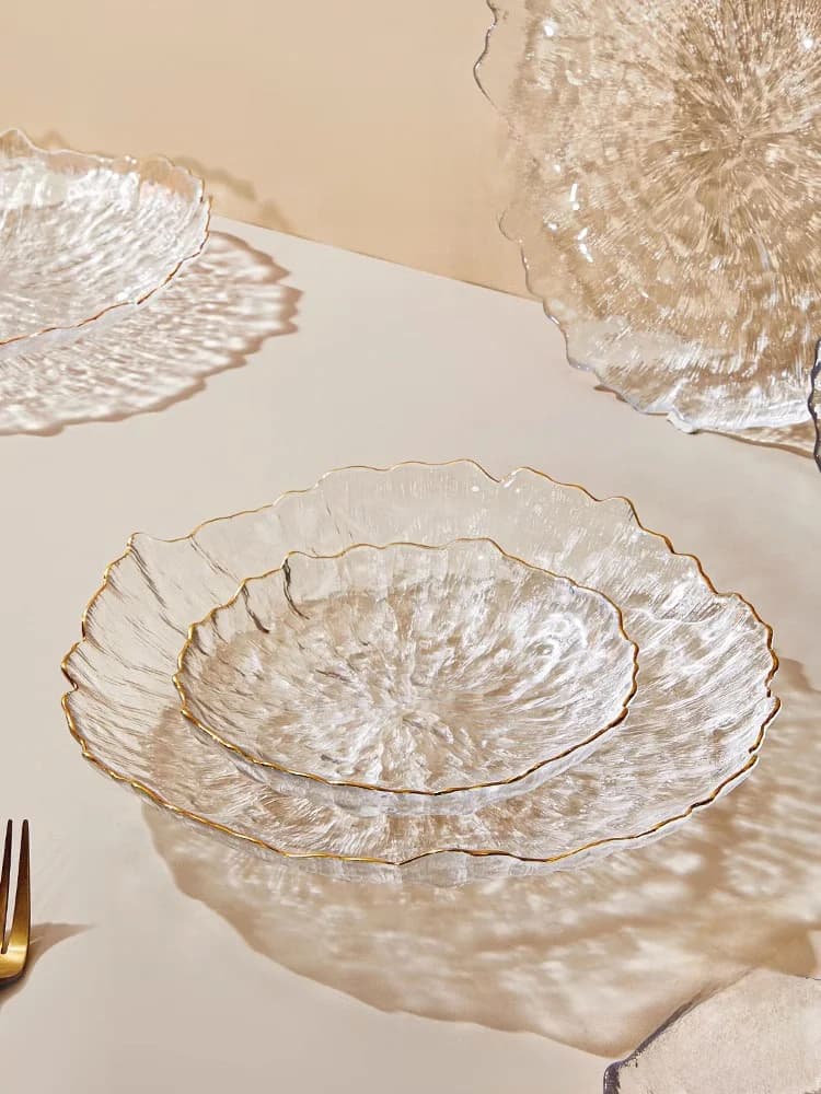 Simple and Elegant Glass Fruit Tray for Salotto Table, Light Plate for Fruit Dry