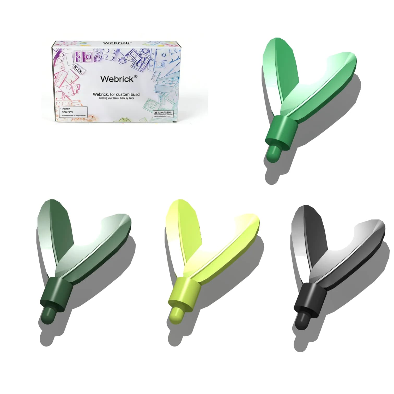 100 Pezzi 30126 Piume con Piccoli Perni per Decorazioni, Set di Blocchi da Costruzione con Scatola, Parti Compatibili al 100% con Giocattoli Idea
