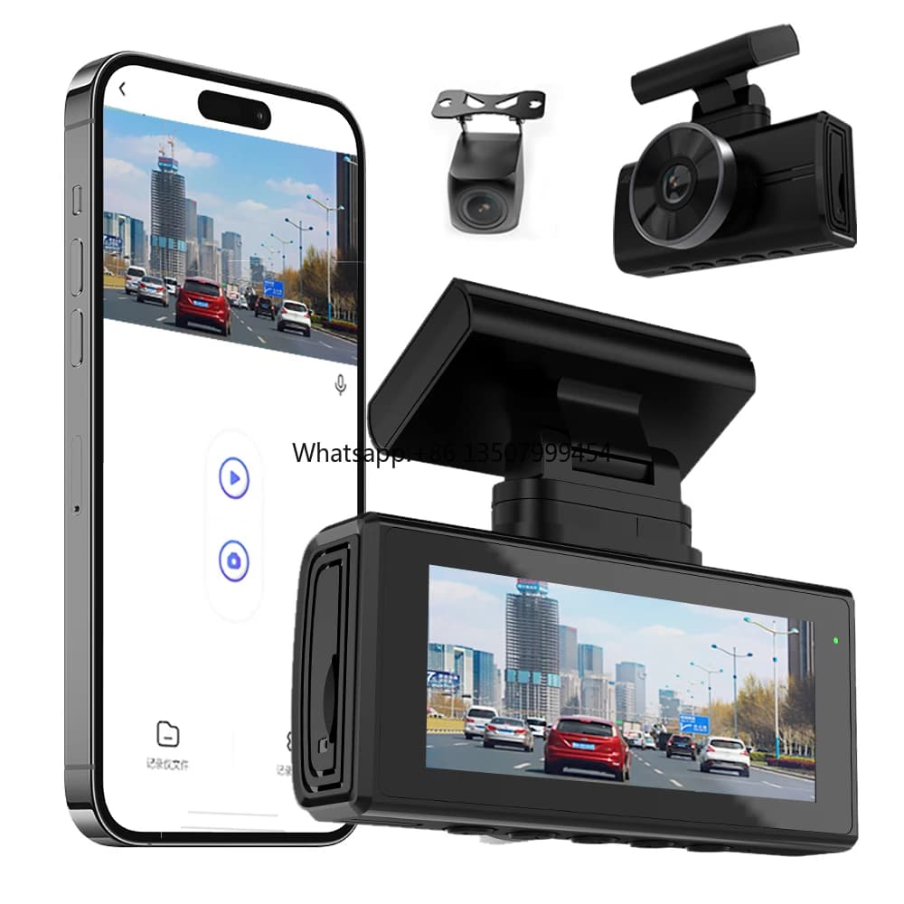 Dash Cam for Car 4K 1080P with Double Camera, IPS Screen 2.35', Night Vision Guide Recorder, Wide Angle, WiFi and GPS Integrated