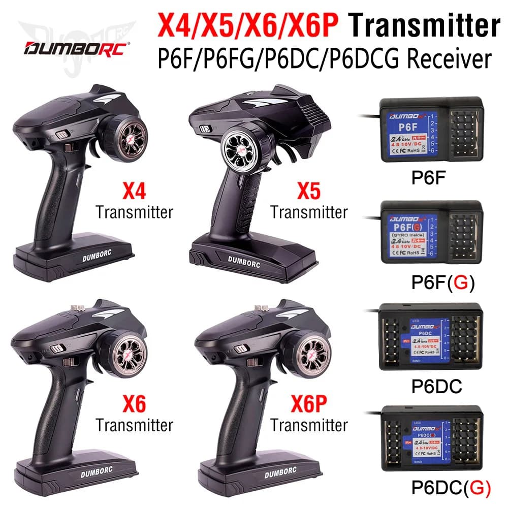 Trasmettitore controller radio RC DUMBORC X6P 6CH 2.4G con ricevitore P6DC per supporto serbatoio barca auto RC fai da te