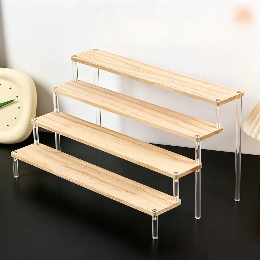 1-5 Layer Wooden Storage Rack Holders Toys Model Cupcake Storage Shelf Cosmetics Nail Polish Jewelry Organizer Display Stand