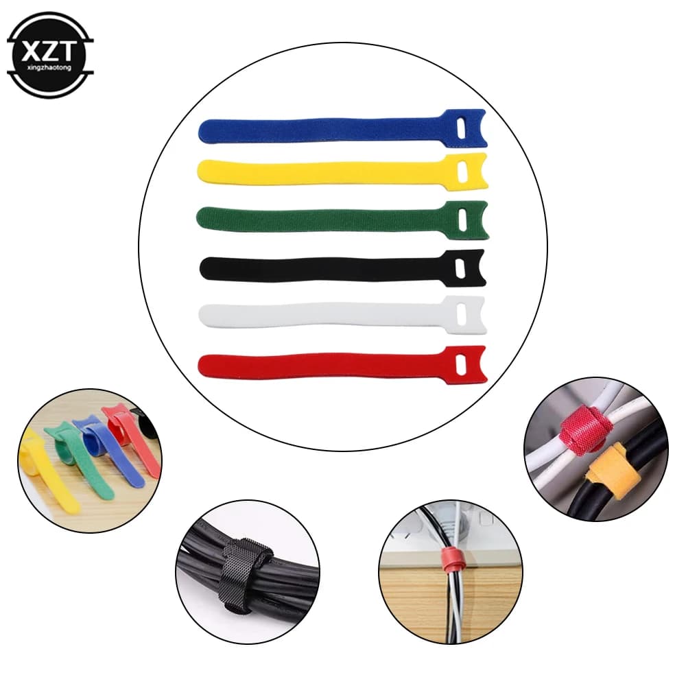 5pcs fascette per cavi autoadesive riutilizzabili gancio avvolgente Bundle plastica Nylon Strap Organizer Self Clip Holder Wire Tie