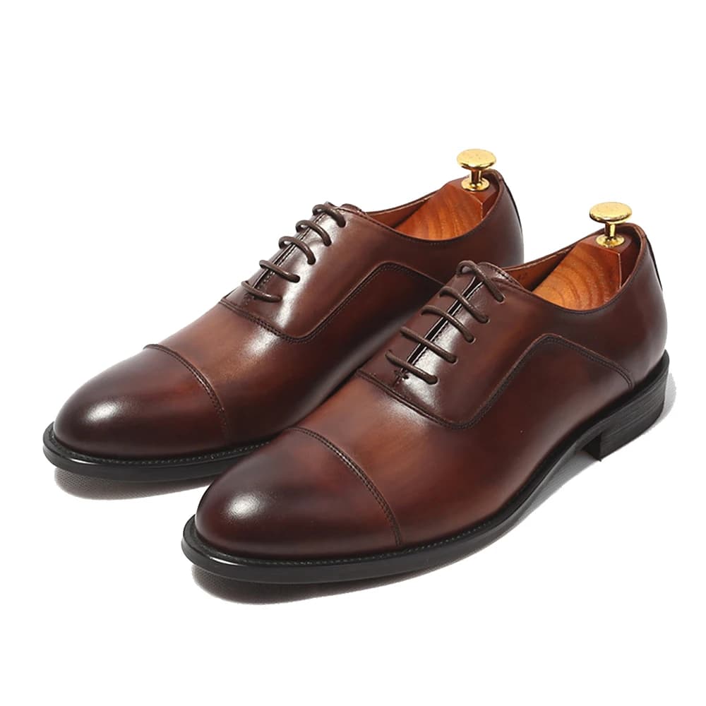 Scarpe Eleganti in Pelle Italiana, Classiche e Traspiranti, Oxford da Gentiluomo in Pelle a Grana Piena, Scarpe da Cerimonia per Affari