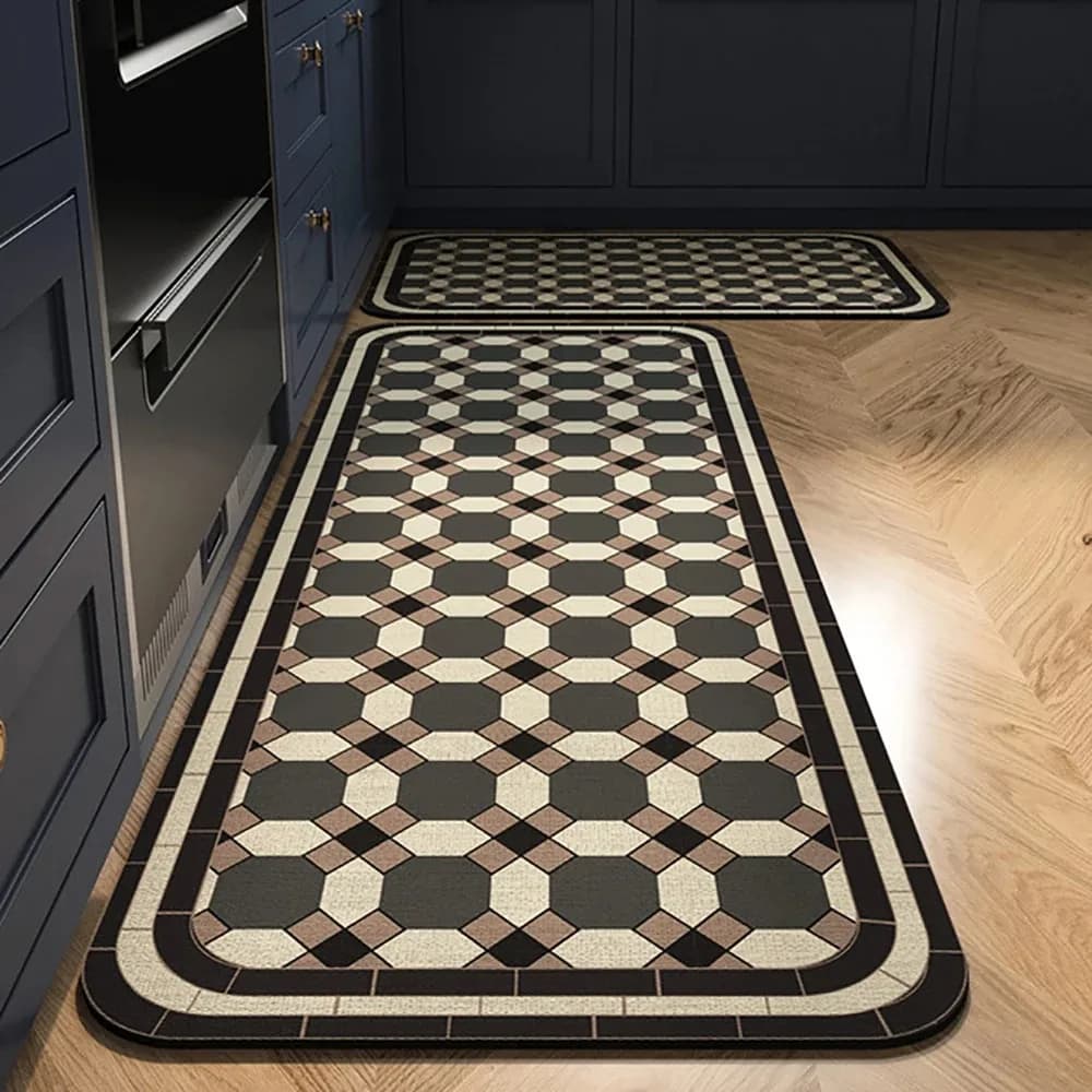 VIKAMA 1/2PCS Kitchen Oil-Resistant Floor Mat Bathroom Absorbent Quick-Drying Carpet Anti-Slip Doormat for Home Decoration