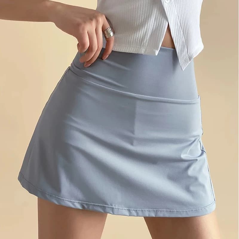Gonna corta sportiva a vita alta da donna Gonna pantaloni da yoga a trapezio antiriflesso con fodera interna per il fitness Design accattivante